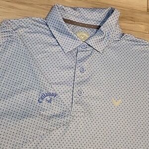 Callaway Golf Polo Shirt Mens Large Blue Opti-Dri AOP Short Sleeve Pullover